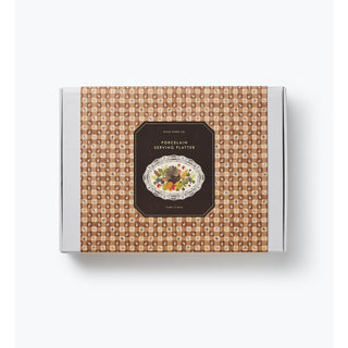 Rifle Paper Co. Harvest Porcelain Serving Platter in autumn gingham-patterned gift box