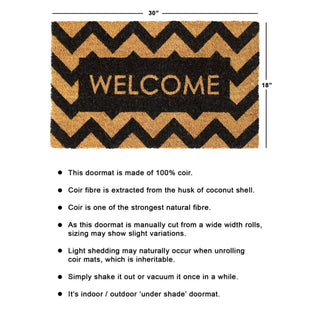 RugSmith Home Decor RugSmith Black Herringbone Welcome Doormat, 18" x 30"