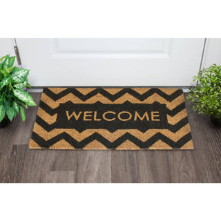 RugSmith Home Decor RugSmith Black Herringbone Welcome Doormat, 18" x 30"
