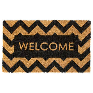 RugSmith Home Decor RugSmith Black Herringbone Welcome Doormat, 18" x 30"