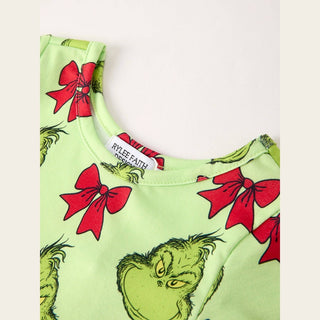 Rylee Faith Designs Kid's Dresses Christmas Bow Character Print Girls Dress
