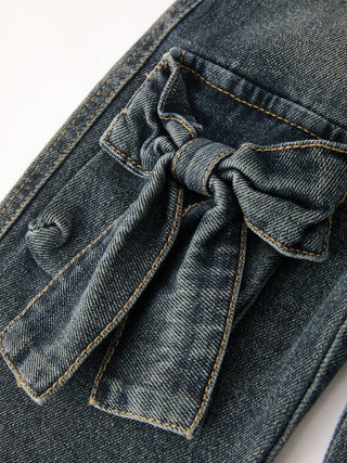 Rylee Faith Designs Kid's Bottoms Girls Bow Stretch Jeans
