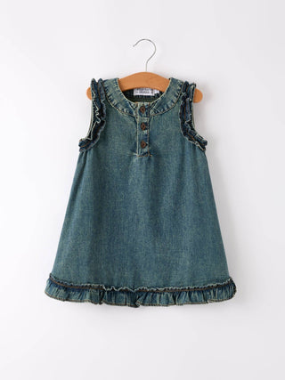Rylee Faith Designs Kid's Dresses Girls Denim Ruffle Dress
