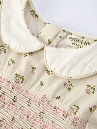 Rylee Faith Designs Kid's Dresses Girls Floral Print Smocking Dress