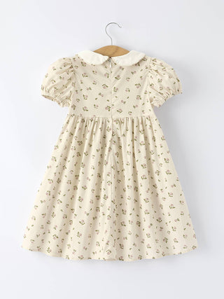 Rylee Faith Designs Kid's Dresses Girls Floral Print Smocking Dress