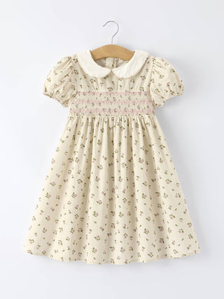 Rylee Faith Designs Kid's Dresses Girls Floral Print Smocking Dress