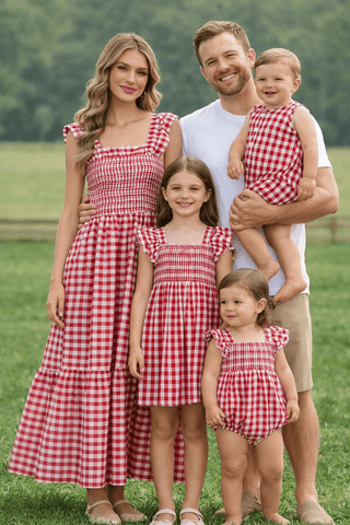 Rylee Faith Designs Red Plaid Sleeveless Mommy & Me Dress