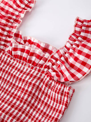 Rylee Faith Designs Red Plaid Sleeveless Mommy & Me Dress
