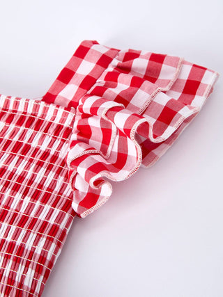 Rylee Faith Designs Children's dresses Summer Plaid Smocked Ruffle Girl Dress