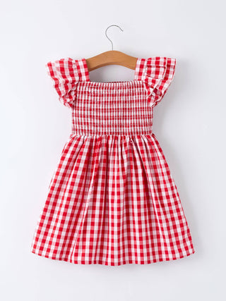 Rylee Faith Designs Children's dresses Summer Plaid Smocked Ruffle Girl Dress