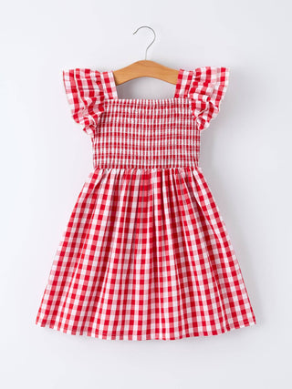 Rylee Faith Designs Children's dresses Summer Plaid Smocked Ruffle Girl Dress