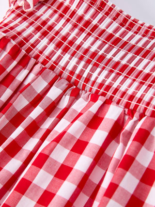 Rylee Faith Designs Children's Rompers Summer Plaid Smocked Ruffle Girl Romper