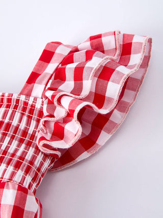 Rylee Faith Designs Children's Rompers Summer Plaid Smocked Ruffle Girl Romper