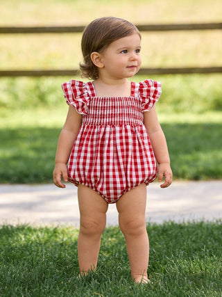 Rylee Faith Designs Children's Rompers Summer Plaid Smocked Ruffle Girl Romper