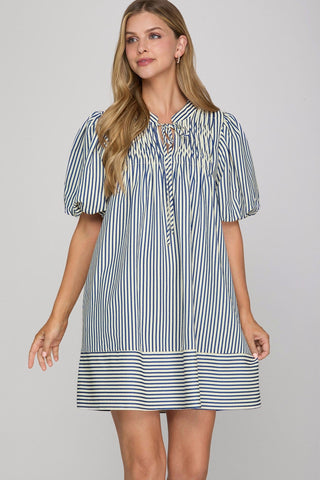 She + Sky Women's Dresses Blue Stripe Dress