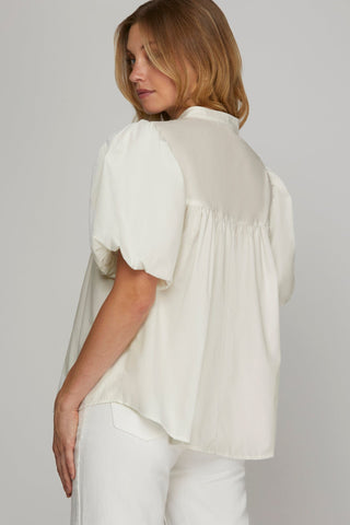 She + Sky Women's Tops White Woven Top