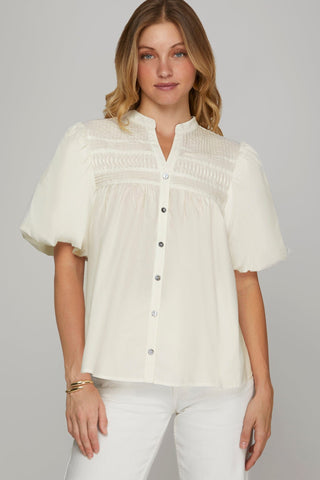 She + Sky Women's Tops White Woven Top