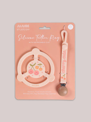silicone teether ring cherry cute