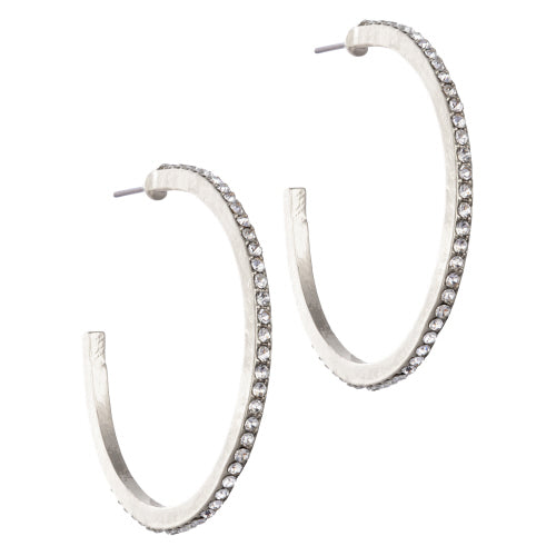 silver large crystal hoop earrings