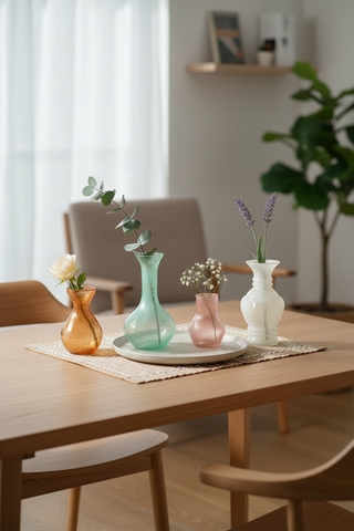 Small vases on dining table