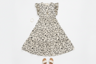 Black & Ivory Floral Tiered Dress