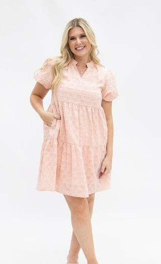 Southern Grace Wholesale Women’s Dresses Pink Checkered Dress