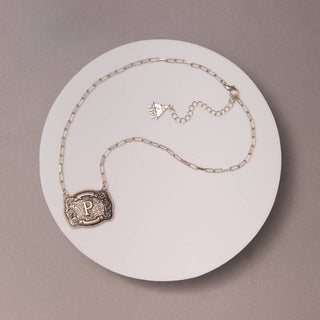 SP Sophia Collection Women's Necklaces P Western Buckle Initial Necklace