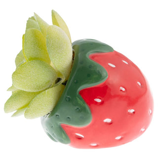 Strawberry-shaped ceramic pot with succulent