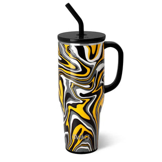 Swig Drinkware Black Yellow Fanzone Mega Mug 40oz