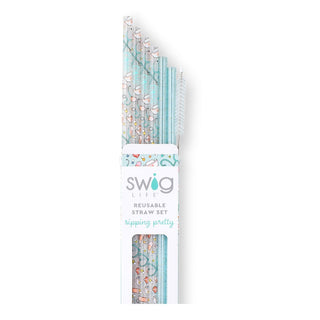 Swig Drinkware Scrub Life + Aqua Glitter Reusable Straw Set