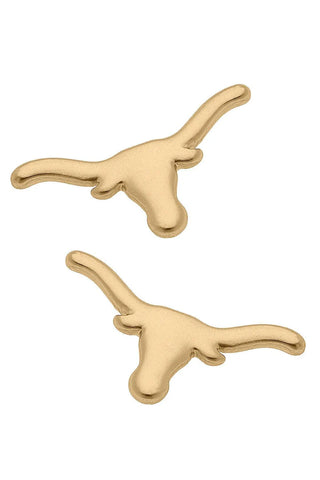 Texas Longhorns Gold Stud Earrings
