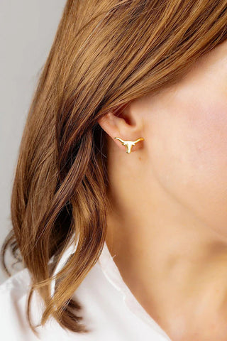 Texas Longhorns Gold Stud Earrings