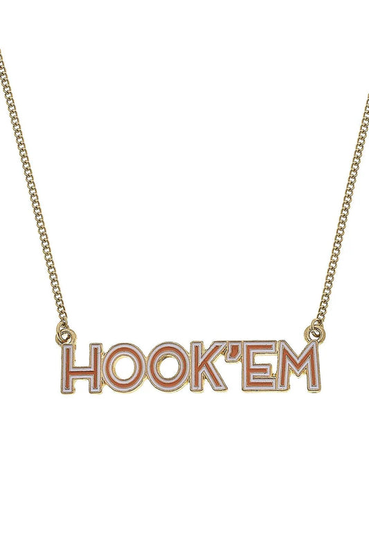 Texas Hook Em Necklace