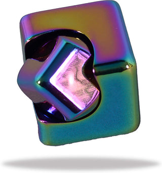 Watchitude Titan Heavy Metal Spinner with iridescent rainbow finish and geometric heart design