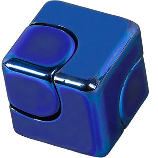 Watchitude Titan Heavy Metal Spinner in shiny metallic blue cube fidget toy design