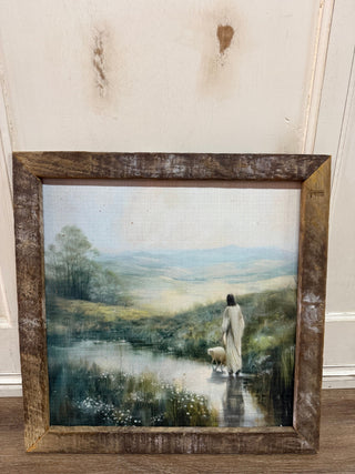 The Grey Antler Home Decor Vintage Jesus 18" x 18" Rustic Framed Art