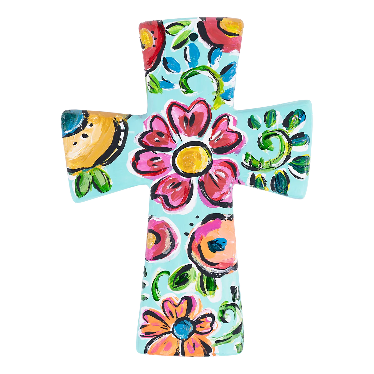 Turquoise Floral Cross