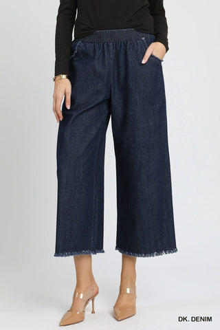 Umgee Women's Bottoms Elastic Denim Pants