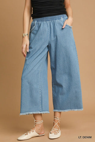Umgee Women's Bottoms Elastic Denim Pants