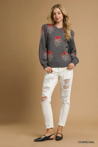 Umgee Women's Tops Rose Sweater