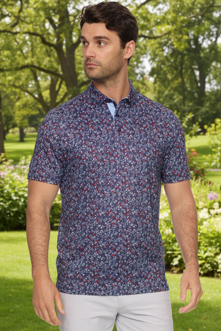 Floral Print Performance Polo
