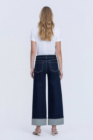 Vervet Women's Bottoms High Rise Cuffed Wide Leg Jeans