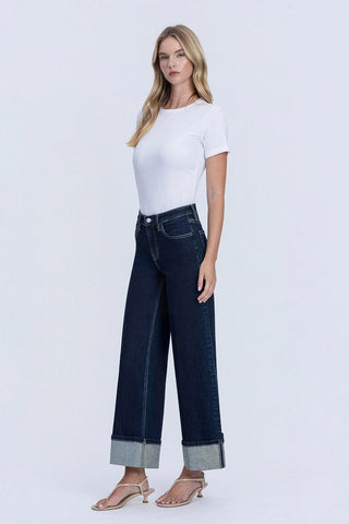 Vervet Women's Bottoms High Rise Cuffed Wide Leg Jeans