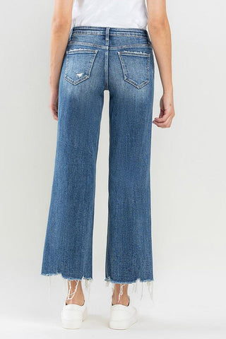 Vervet Women's Bottoms Vervet Mesmerizes Mid Rise Wide Leg Raw Hem