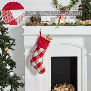 VHC Brands Christmas Decor Annie Red Check Stocking