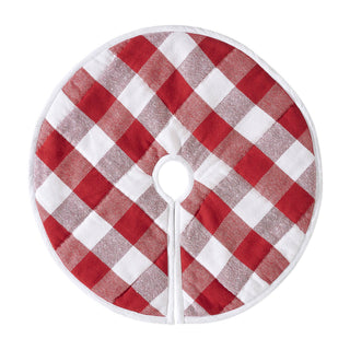 VHC Brands Christmas Decor Annie Red Check Tree Skirt 24"