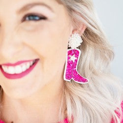 Hot Pink Boot Earrings