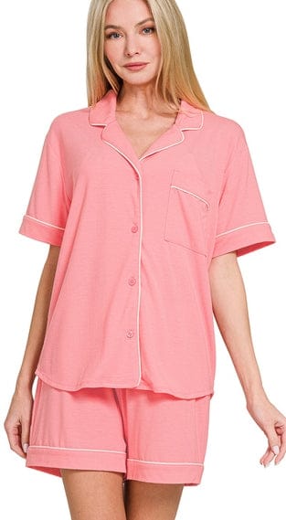 Zenana Women's Pajamas 2 Piece Shorts Pajama Set