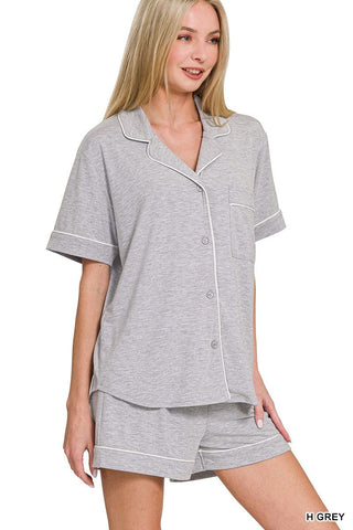 Zenana Women's Pajamas 2 Piece Shorts Pajama Set