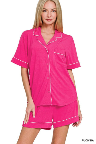 Zenana Women's Pajamas 2 Piece Shorts Pajama Set